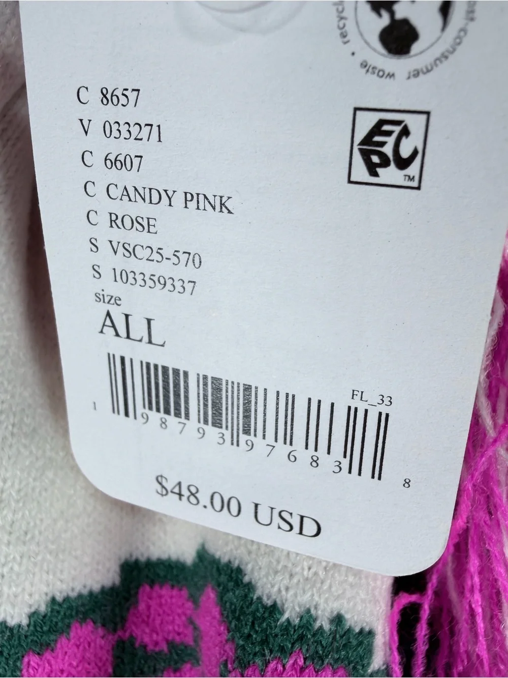 💗 Free People Movement Element Varsity Scarf Candy Pink NWT